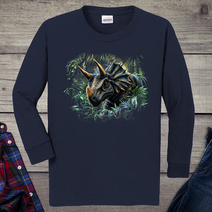 Triceratops Jungle Youth Long Sleeve Tee
