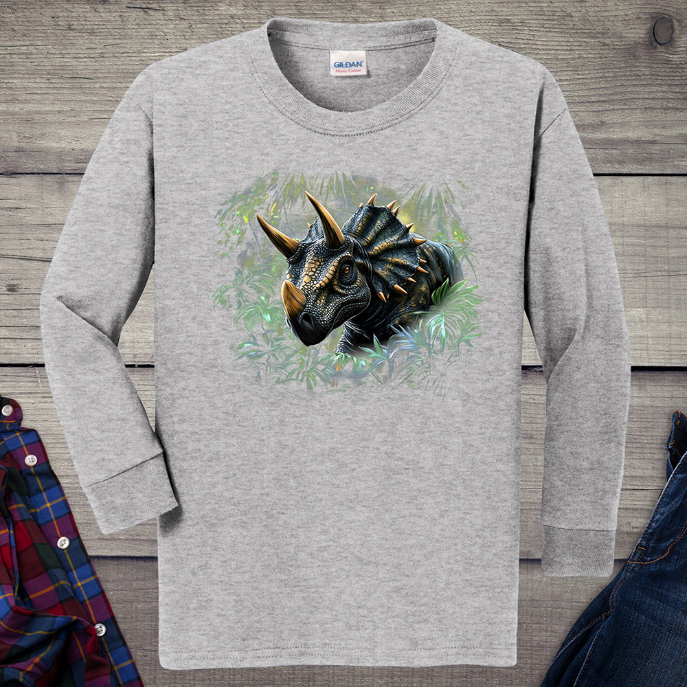 Triceratops Jungle Youth Long Sleeve Tee