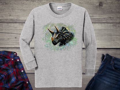 Triceratops Jungle Youth Long Sleeve Tee