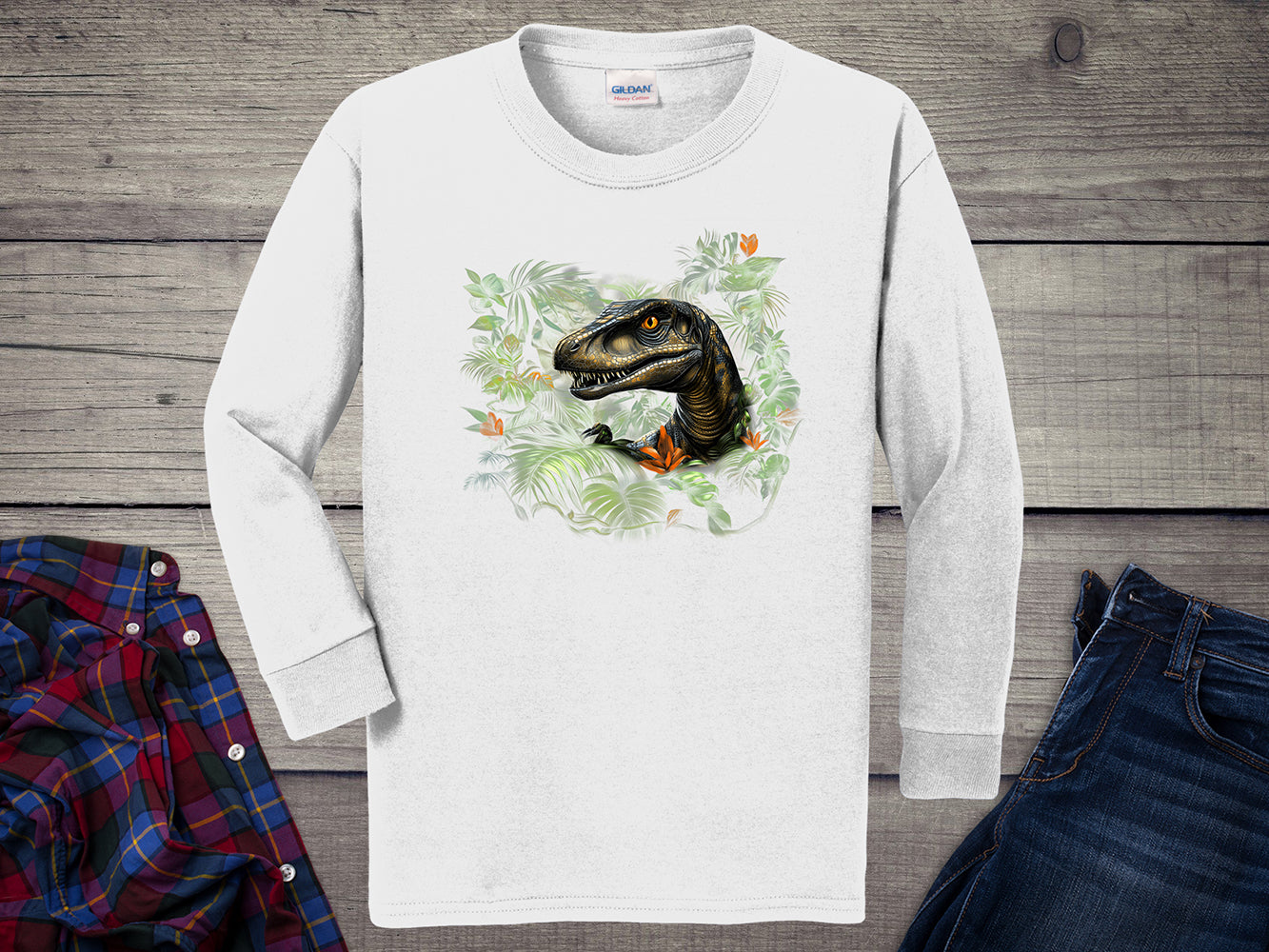 Velociraptor Jungle Youth Long Sleeve Tee