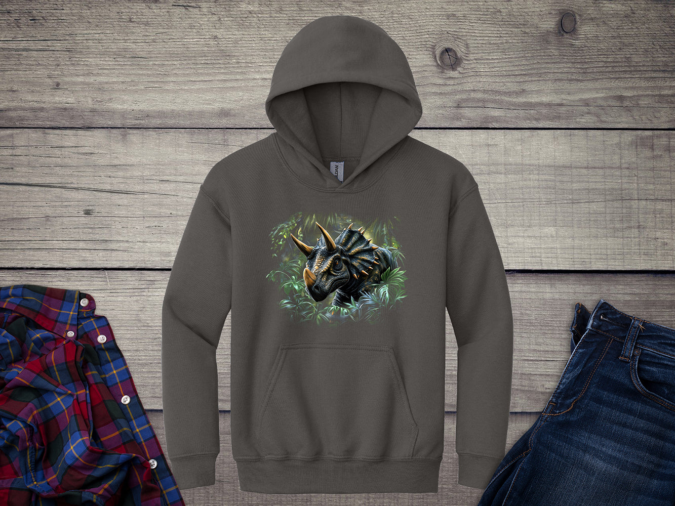 Triceratops Jungle Youth Hoodie