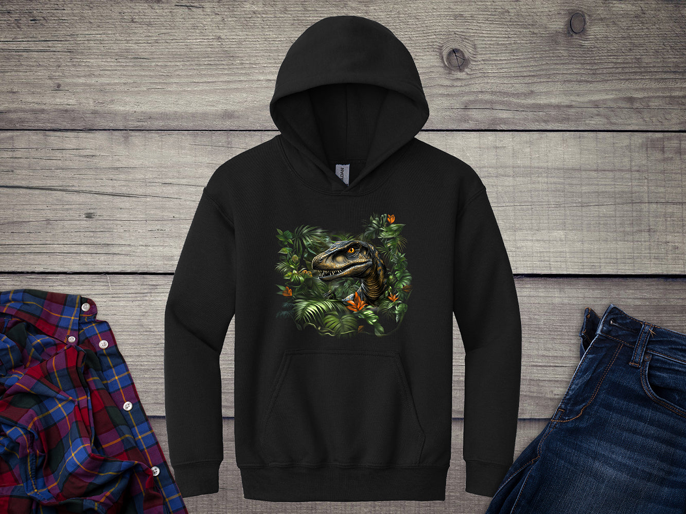 Velociraptor Jungle Youth Hoodie