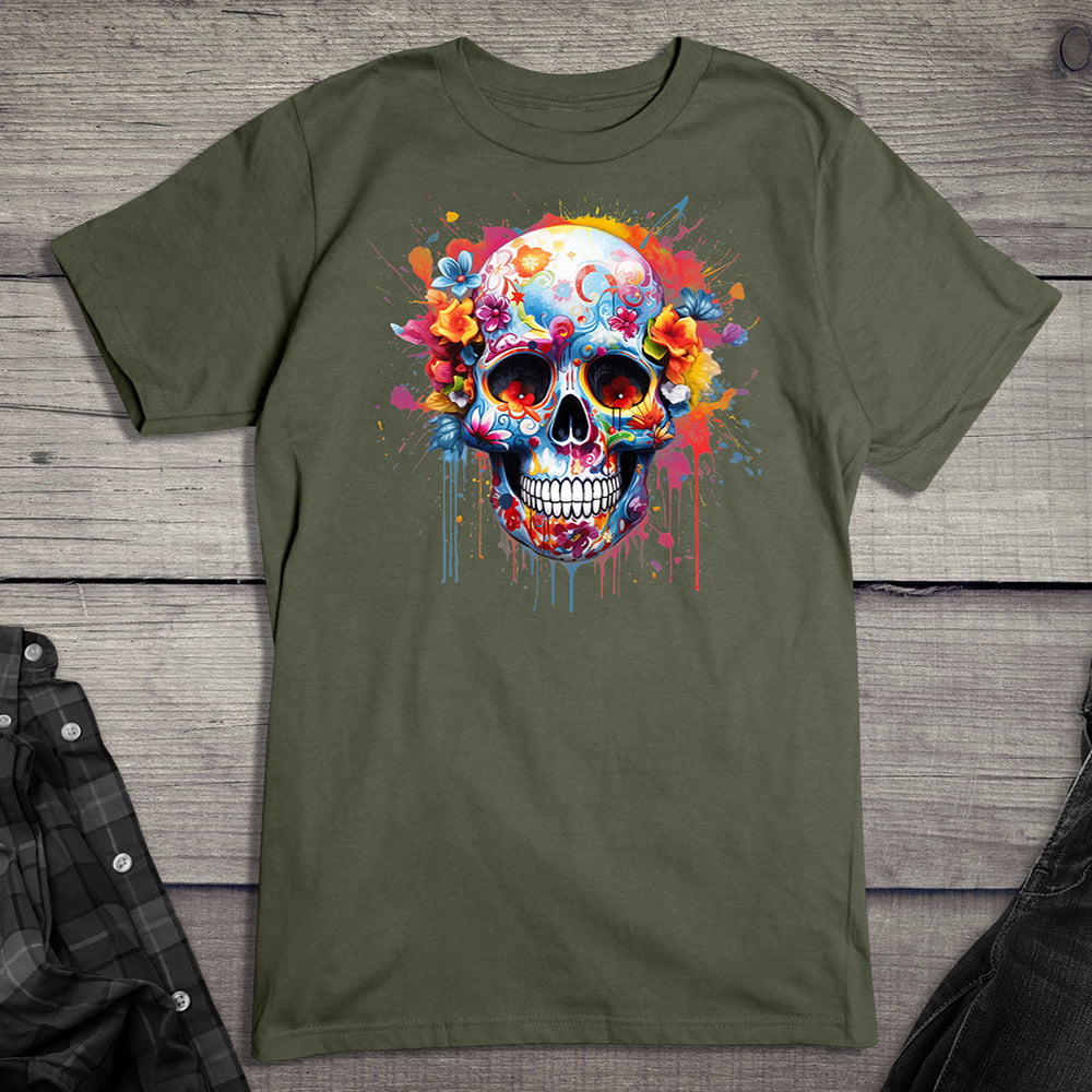 Neon Floral Sugar Skull T-Shirt