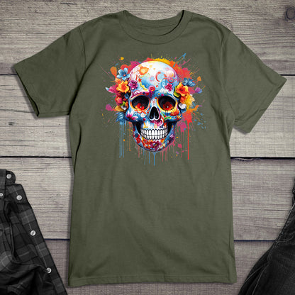 Neon Floral Sugar Skull T-Shirt