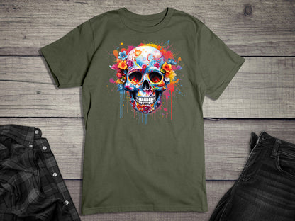 Neon Floral Sugar Skull T-Shirt