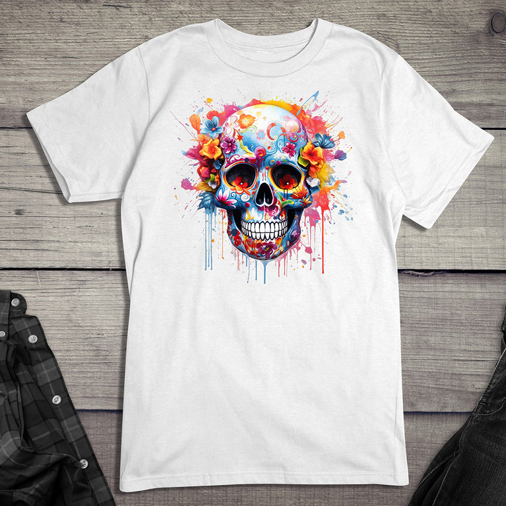 Neon Floral Sugar Skull T-Shirt