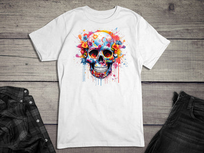 Neon Floral Sugar Skull T-Shirt