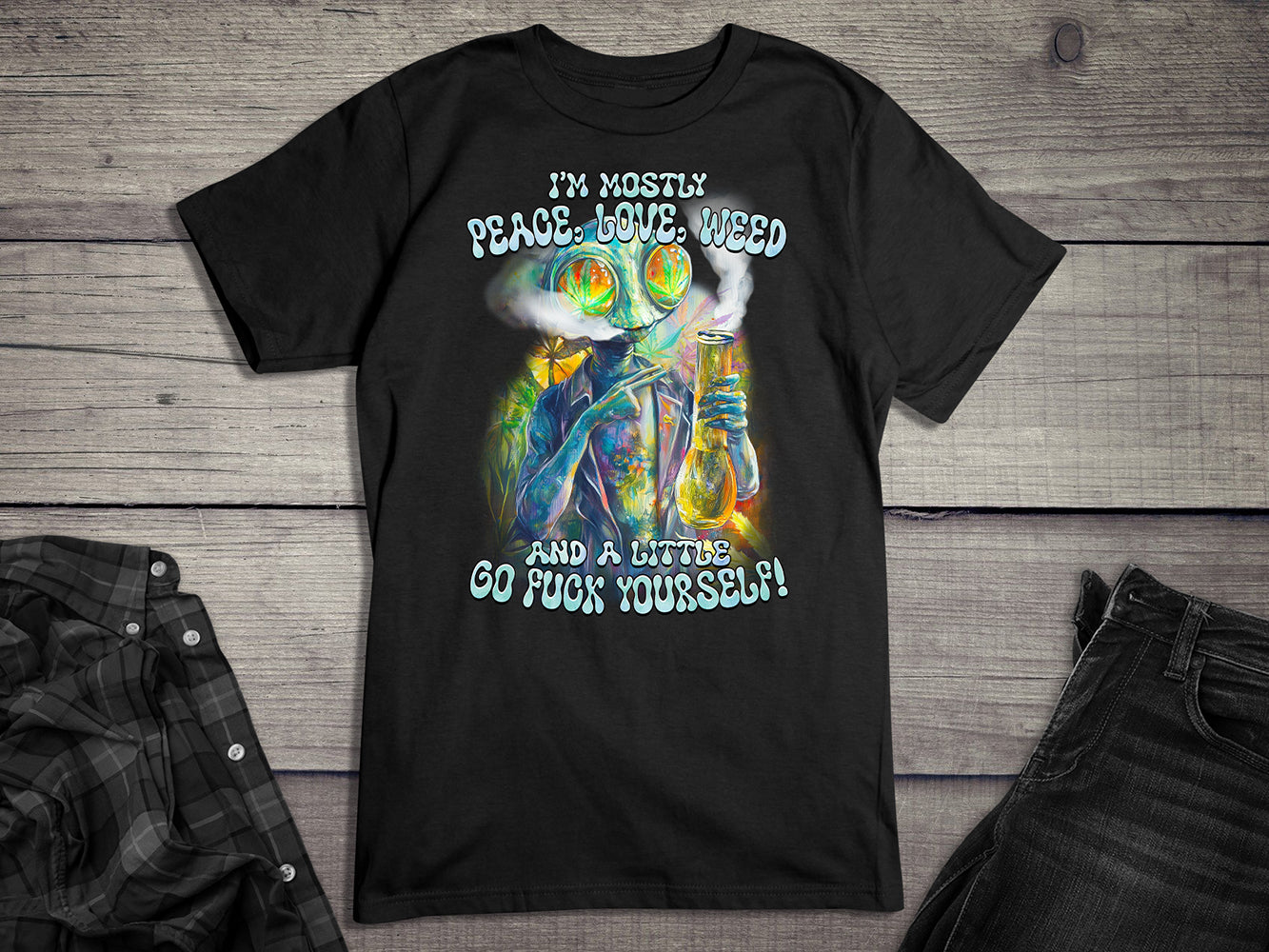 Peace Love Weed Alien T-Shirt
