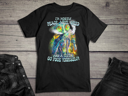 Peace Love Weed Alien T-Shirt