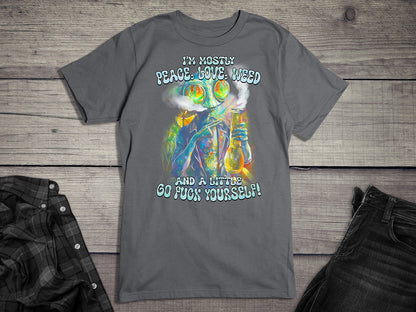 Peace Love Weed Alien T-Shirt