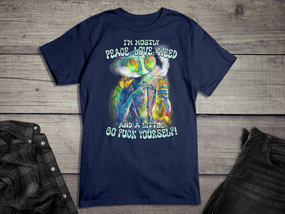 Peace Love Weed Alien T-Shirt