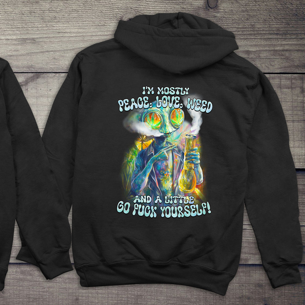 Peace Love Weed Alien Hoodie