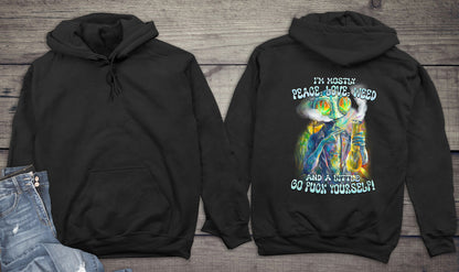 Peace Love Weed Alien Hoodie