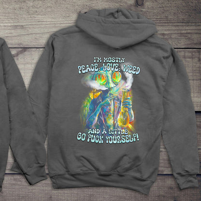 Peace Love Weed Alien Hoodie
