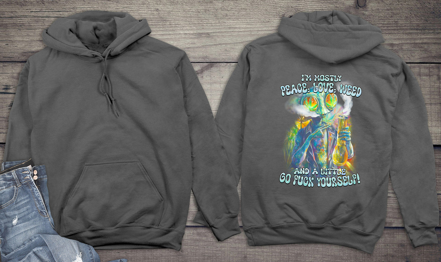 Peace Love Weed Alien Hoodie