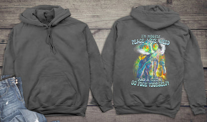 Peace Love Weed Alien Hoodie