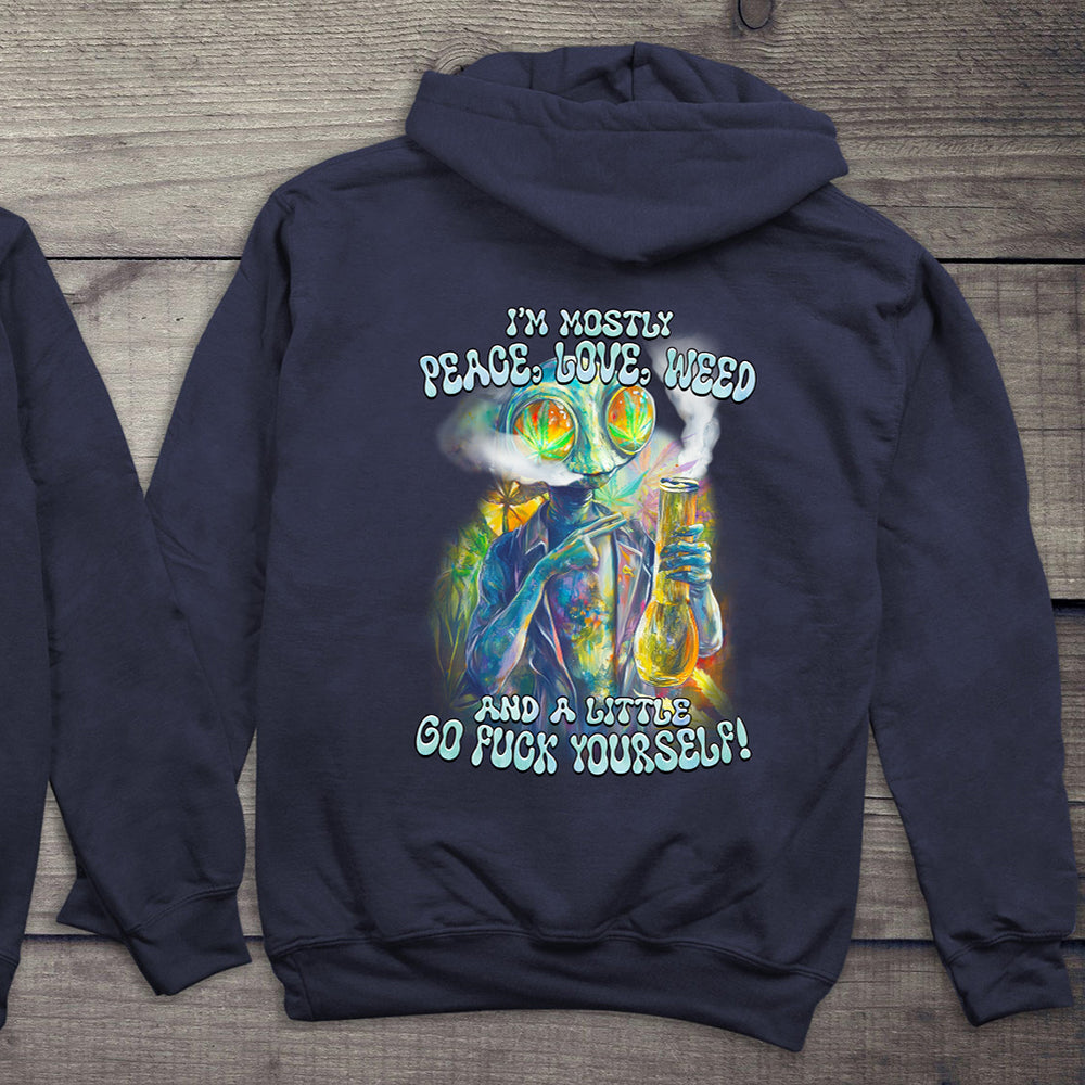 Peace Love Weed Alien Hoodie