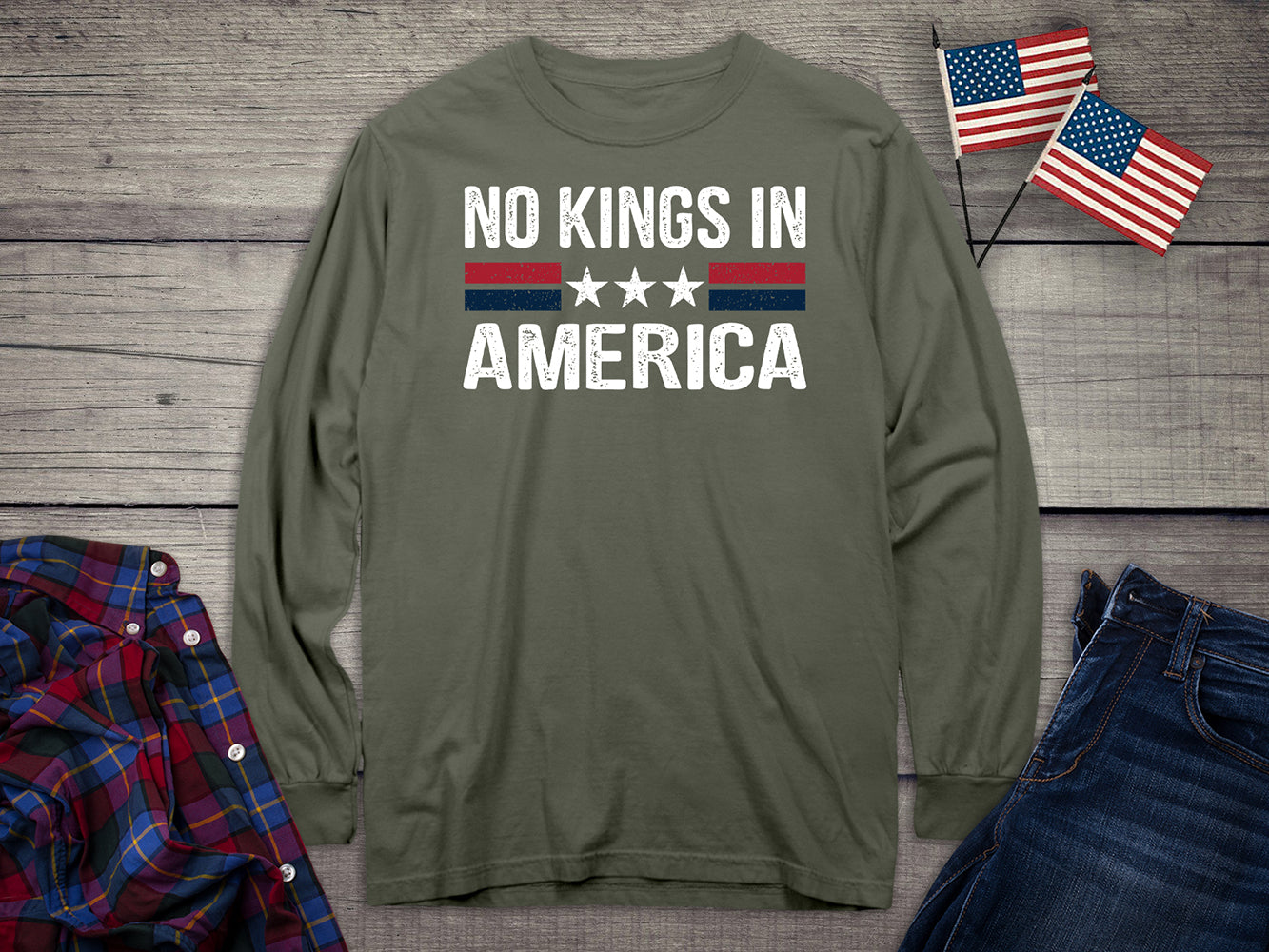 No Kings In America Long Sleeve Tee
