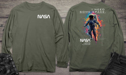 NASA I Need Some Space With Crest Long Sleeve Tee