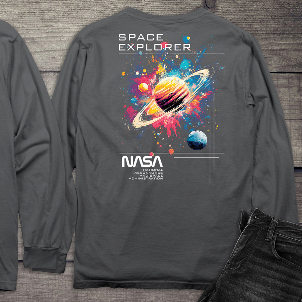 NASA Space Explorer With Crest Long Sleeve Tee