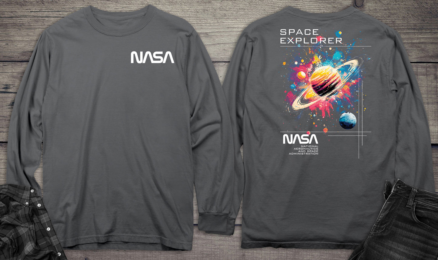 NASA Space Explorer With Crest Long Sleeve Tee