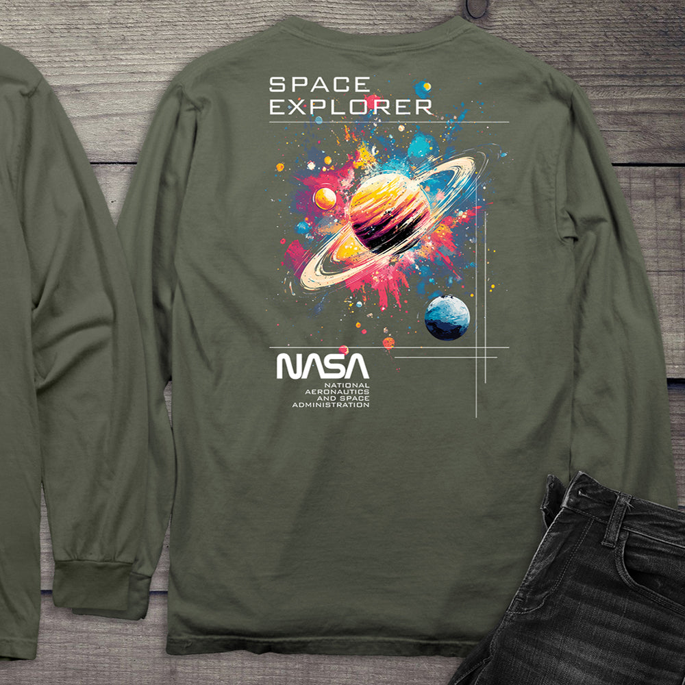 NASA Space Explorer With Crest Long Sleeve Tee