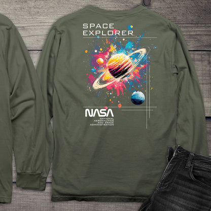 NASA Space Explorer With Crest Long Sleeve Tee