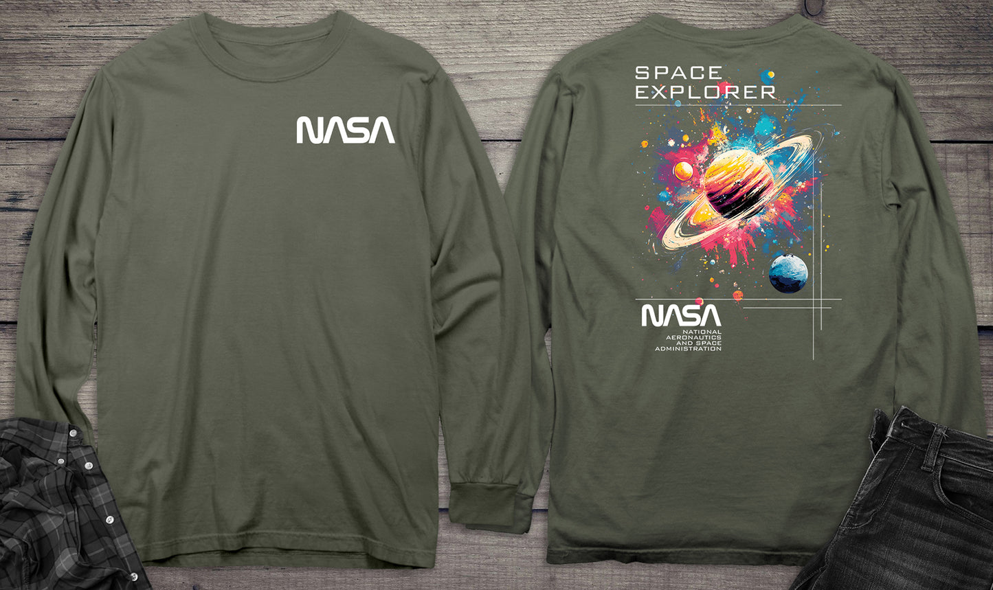 NASA Space Explorer With Crest Long Sleeve Tee