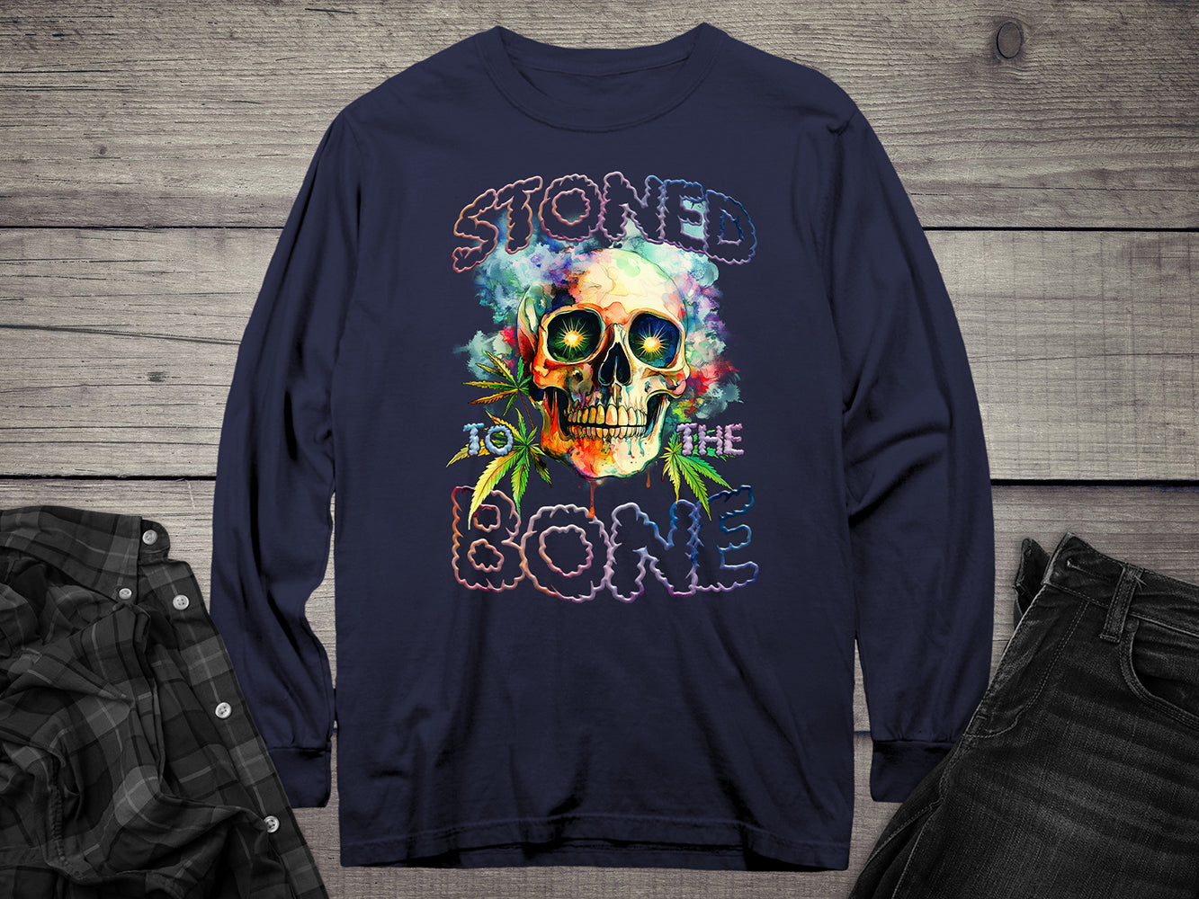 Stoned To The Bone Skull Long Sleeve Tee