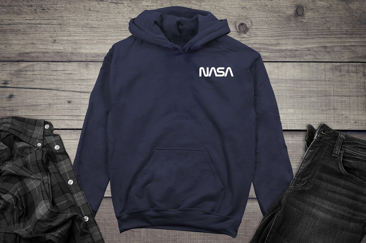 NASA Worm Crest White Hoodie