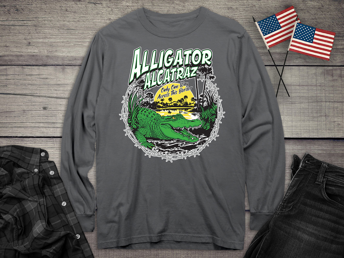 Alligator Alcatraz Border Long Sleeve Tee