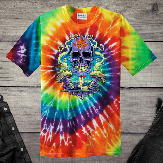Weed Skull Tie-Dye T-Shirt