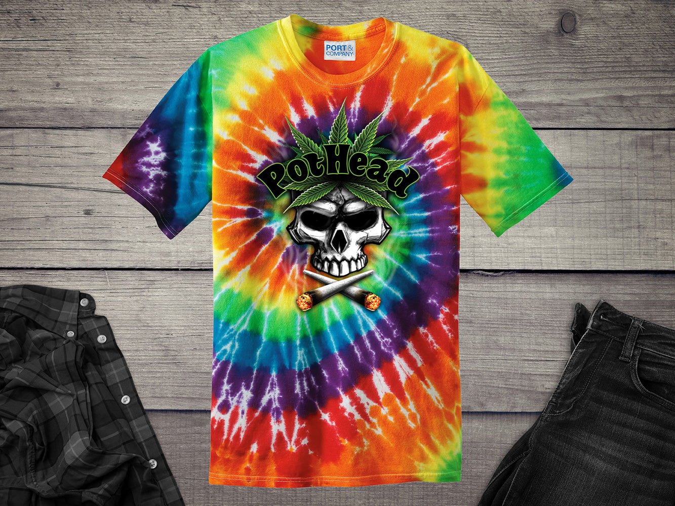 PotHead Skull Tie-Dye T-Shirt