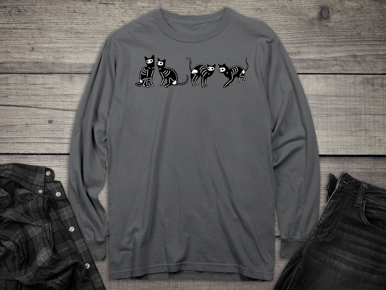 Skeleton Cats Long Sleeve Tee