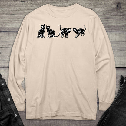 Skeleton Cats Long Sleeve Tee