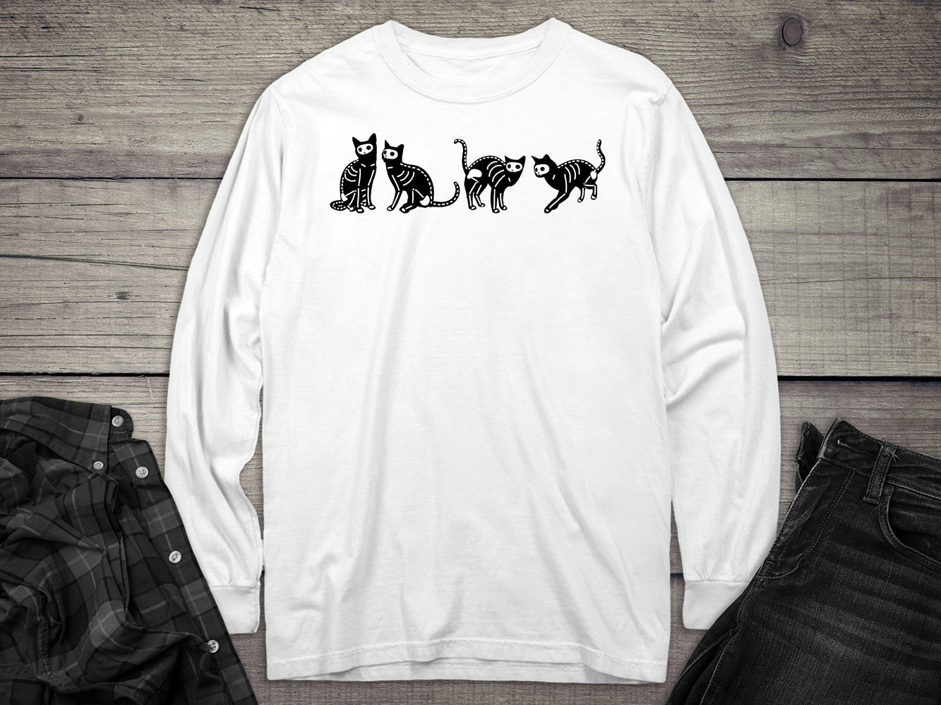 Skeleton Cats Long Sleeve Tee