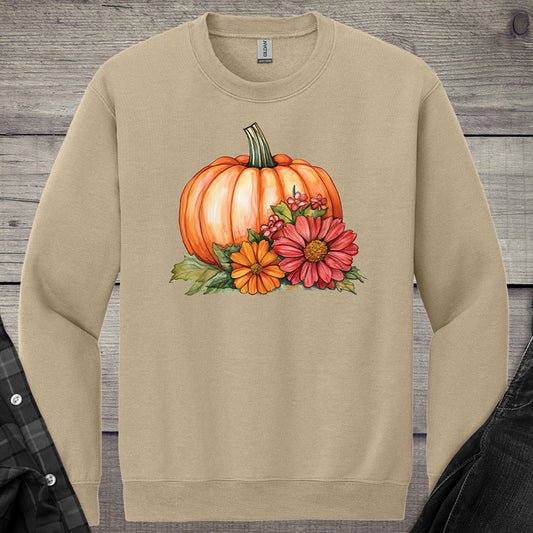 Pumpkin Flowers Crewneck Sweatshirt
