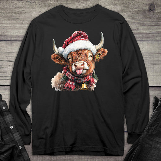 Christmas Highland Cow Long Sleeve Tee