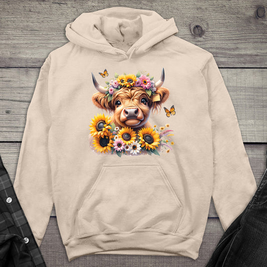 Highland Cow Flowers Hoodie