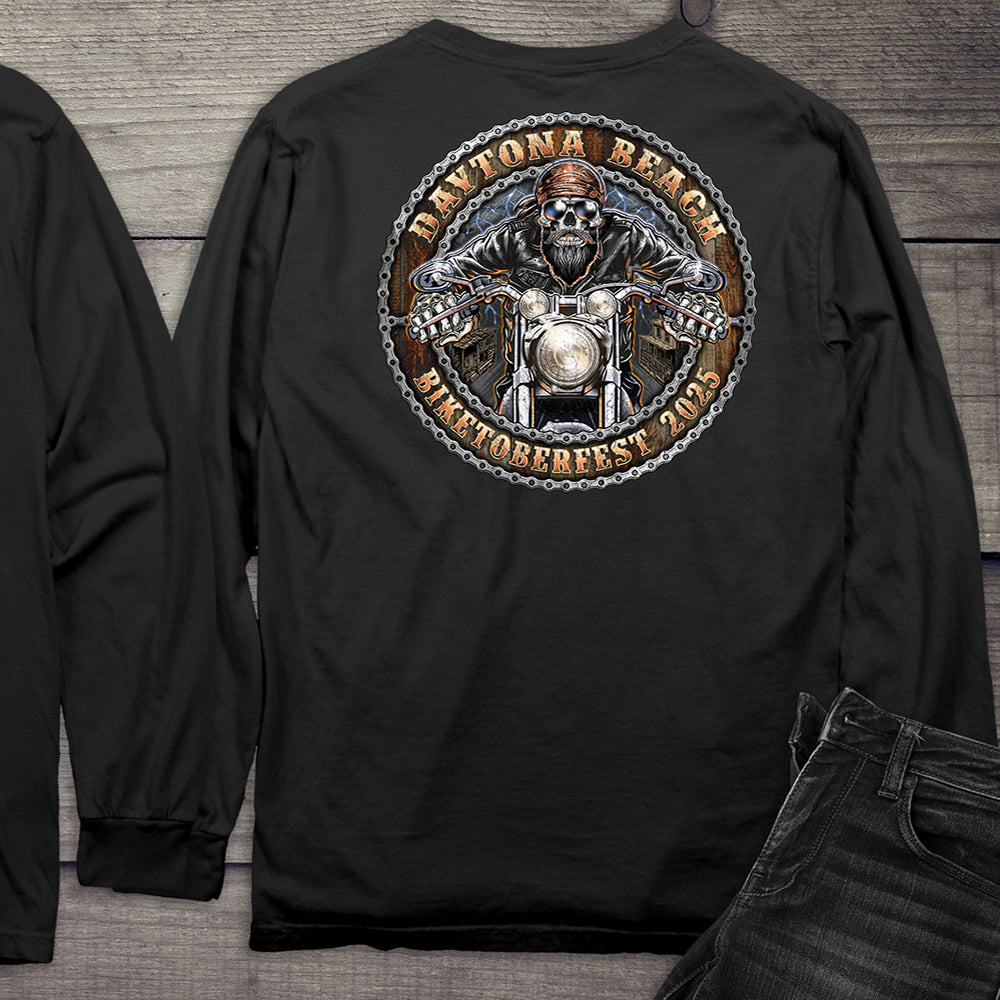 Daytona Beach Skull Biker Long Sleeve Tee