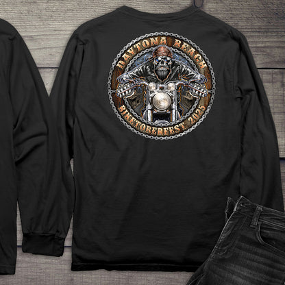 Daytona Beach Skull Biker Long Sleeve Tee