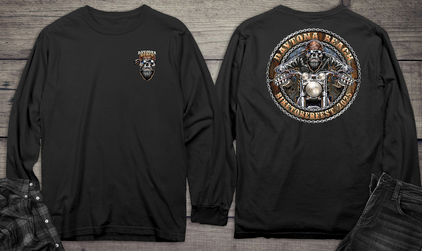 Daytona Beach Skull Biker Long Sleeve Tee