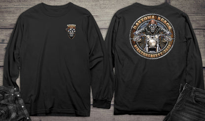 Daytona Beach Skull Biker Long Sleeve Tee