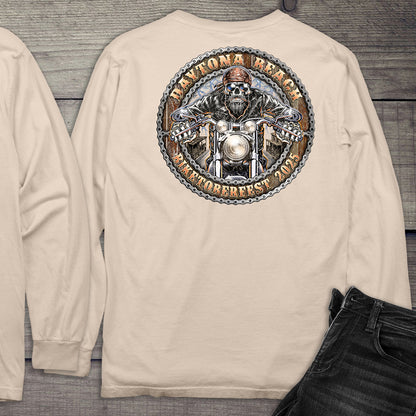 Daytona Beach Skull Biker Long Sleeve Tee