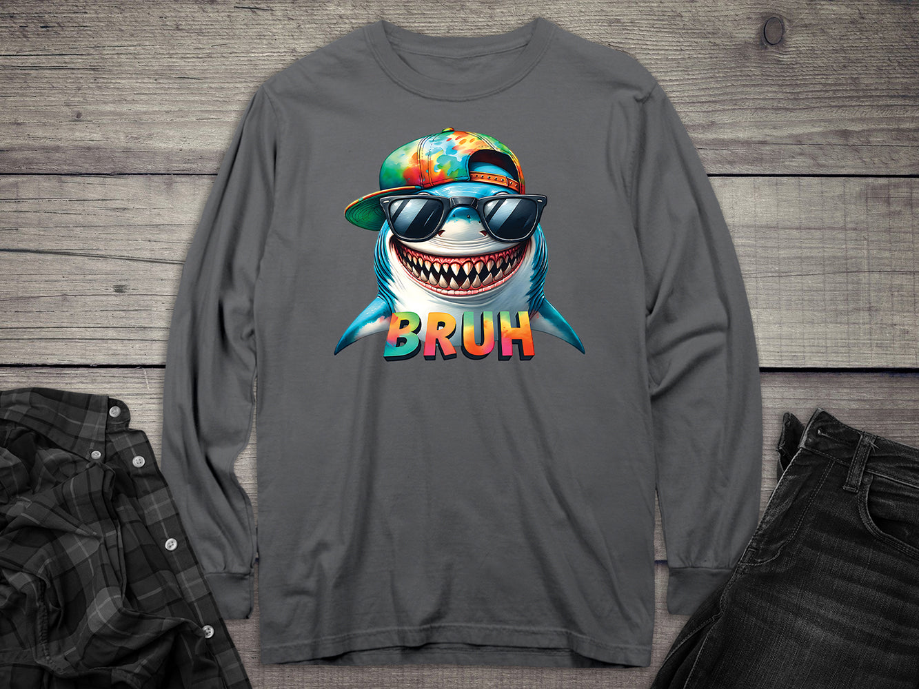 Bruh Shark Long Sleeve Tee