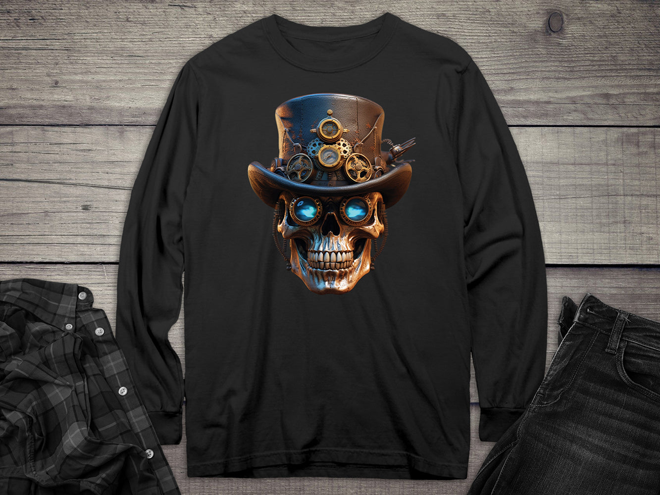 Steampunk Skull Long Sleeve Tee
