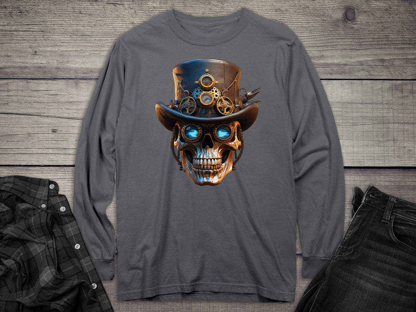 Steampunk Skull Long Sleeve Tee