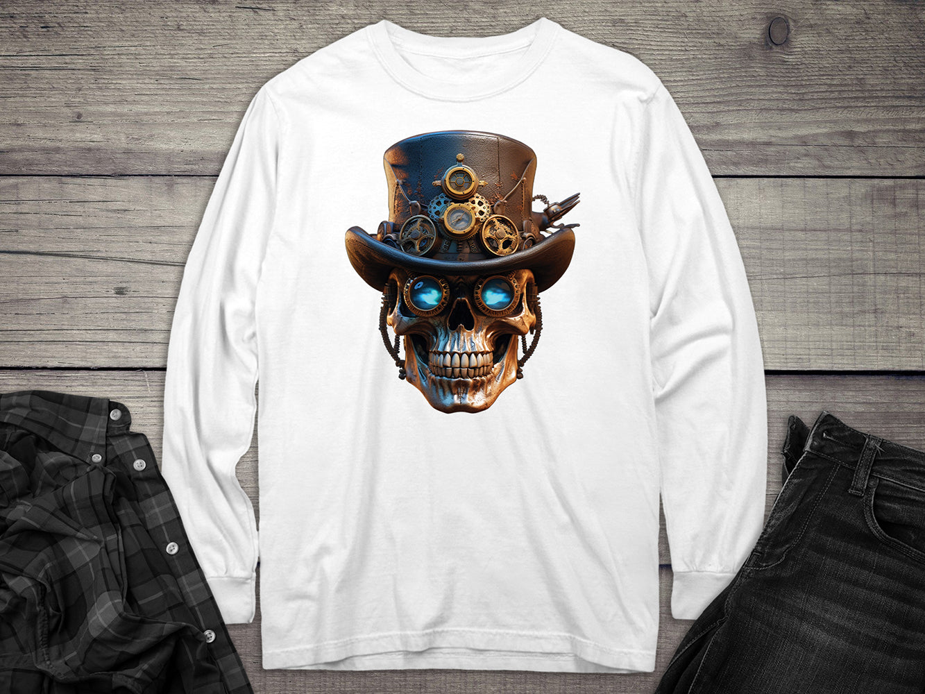 Steampunk Skull Long Sleeve Tee