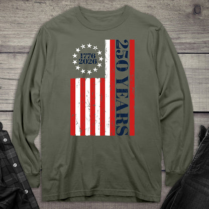USA 250 Years Flag Long Sleeve Tee