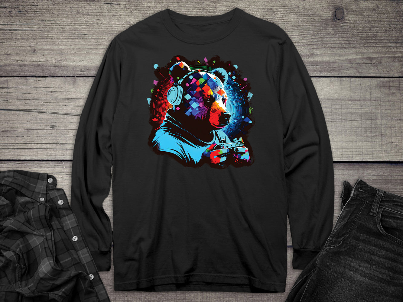 Gamer Bear Long Sleeve Tee